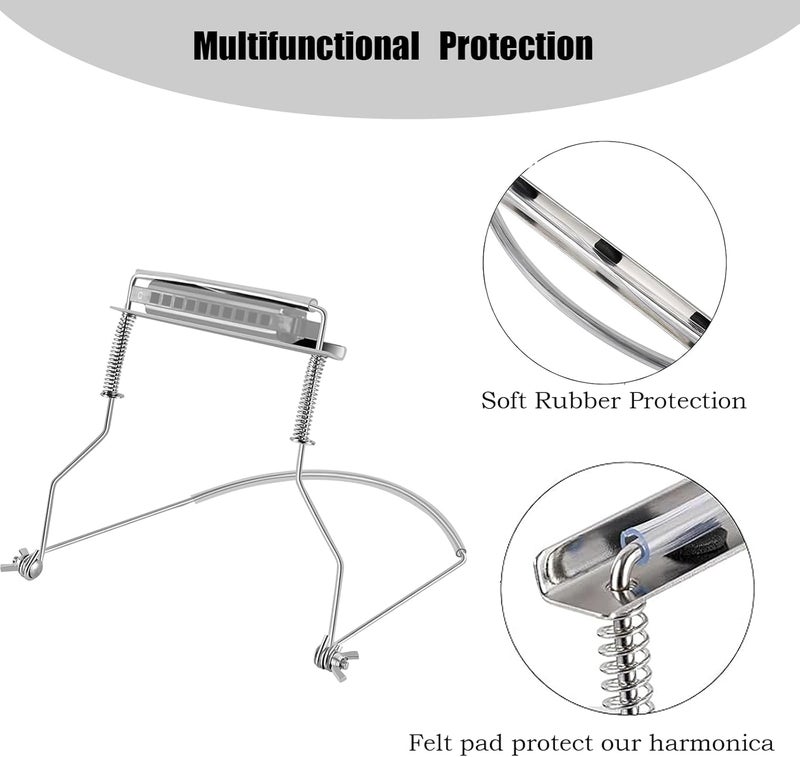 MOONBACK Harmonica Holder Set, 10 Holes Diatonic Blues Harmonica Key of C, Adjustable and Professional Harmonicas Holder Neck For Beginner, Students, Adult, Friends, Gift Update - Image 4